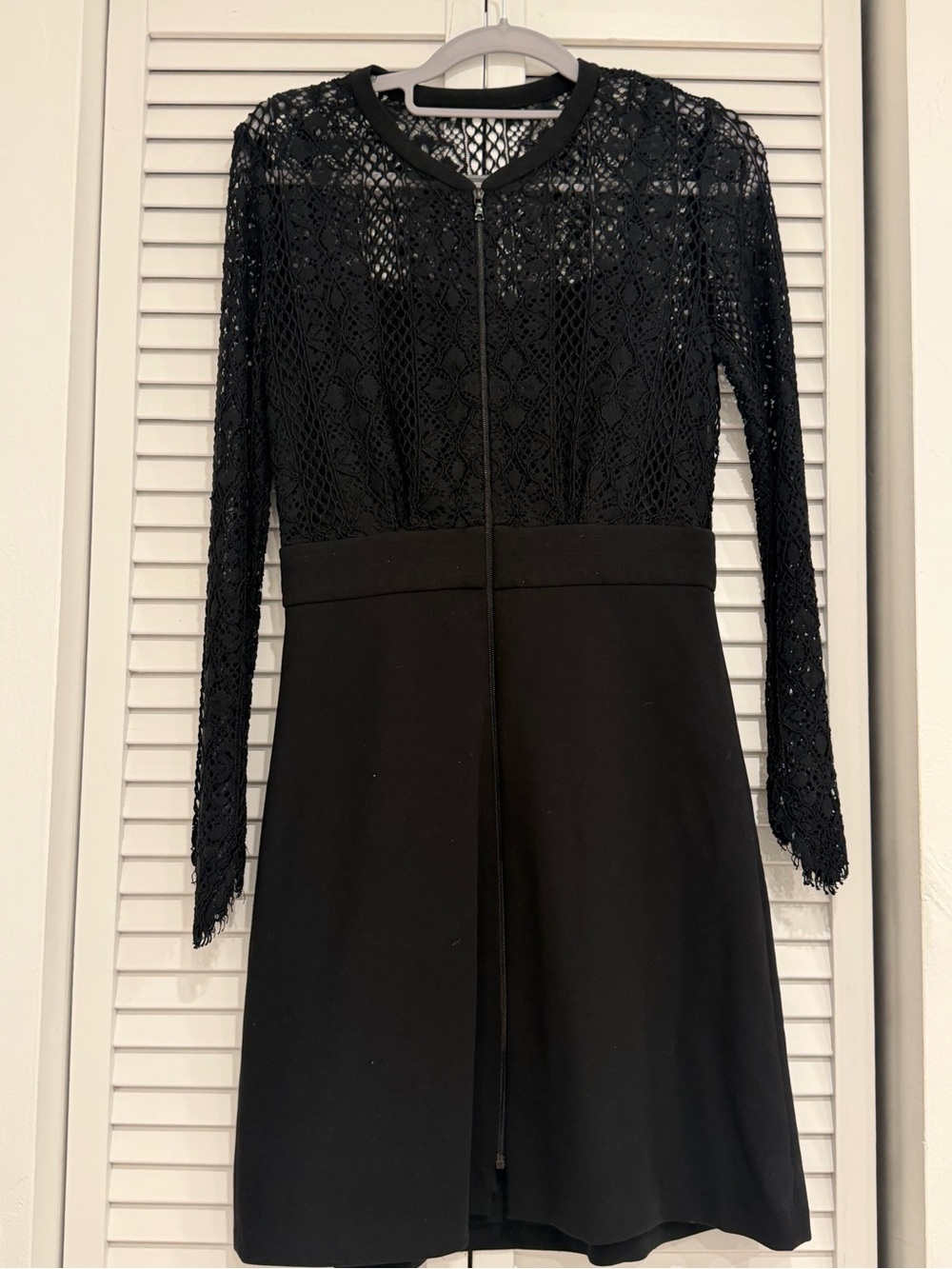 Sandro Black Lace Long-Sleeve A-Line Dress